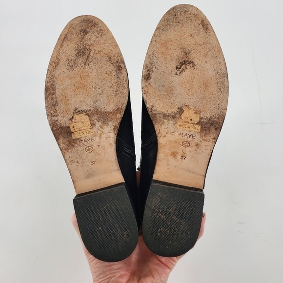 Raye Triple Leather Buckle Black Suede Booties 37 - Picture 6 of 10